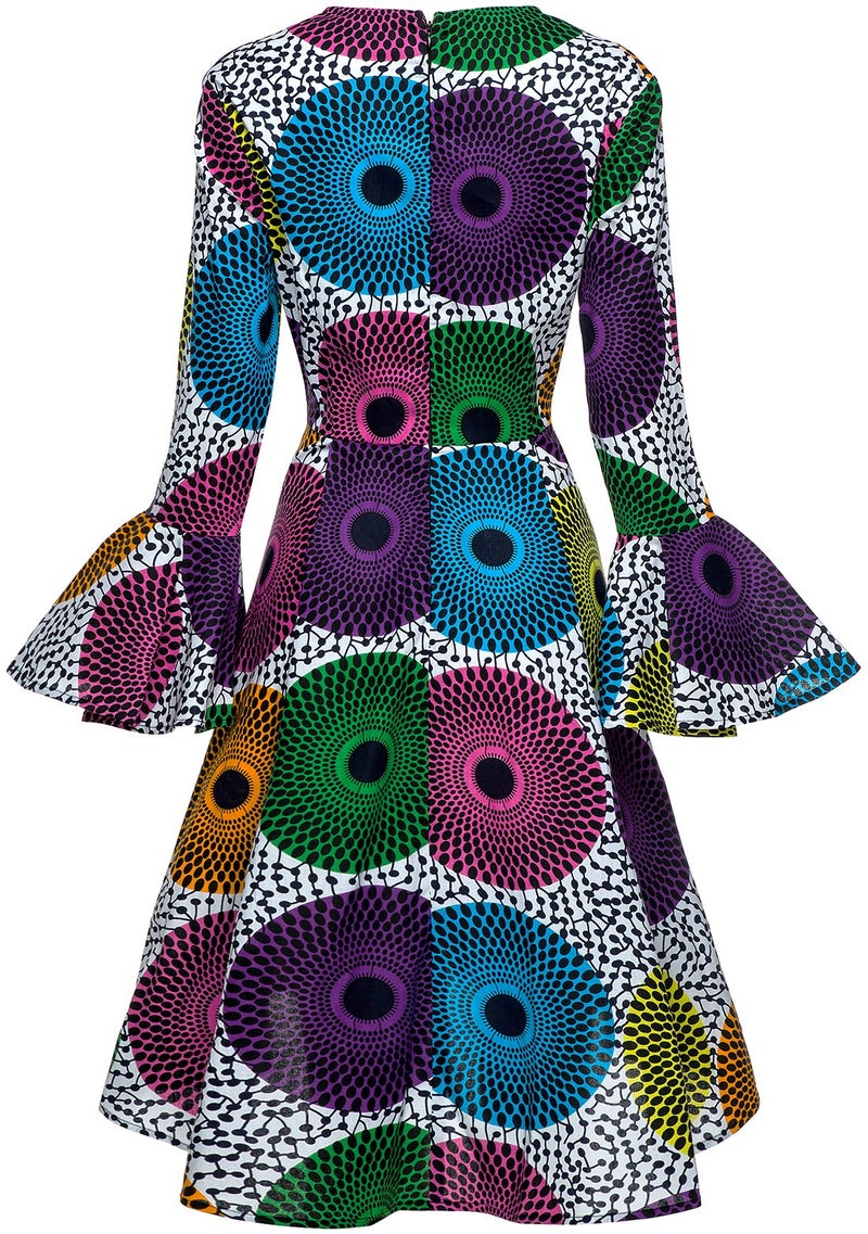 SHENBOLEN Women African Print Dresses Autumn and Winter Long Sleeves Ankara Dress(Medium,C) - Image 2
